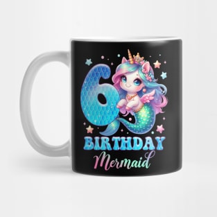 Unicorn Mermaid 6th Birthday 6 Year Old Party Girls B-day Gift For Girls Kids Mug